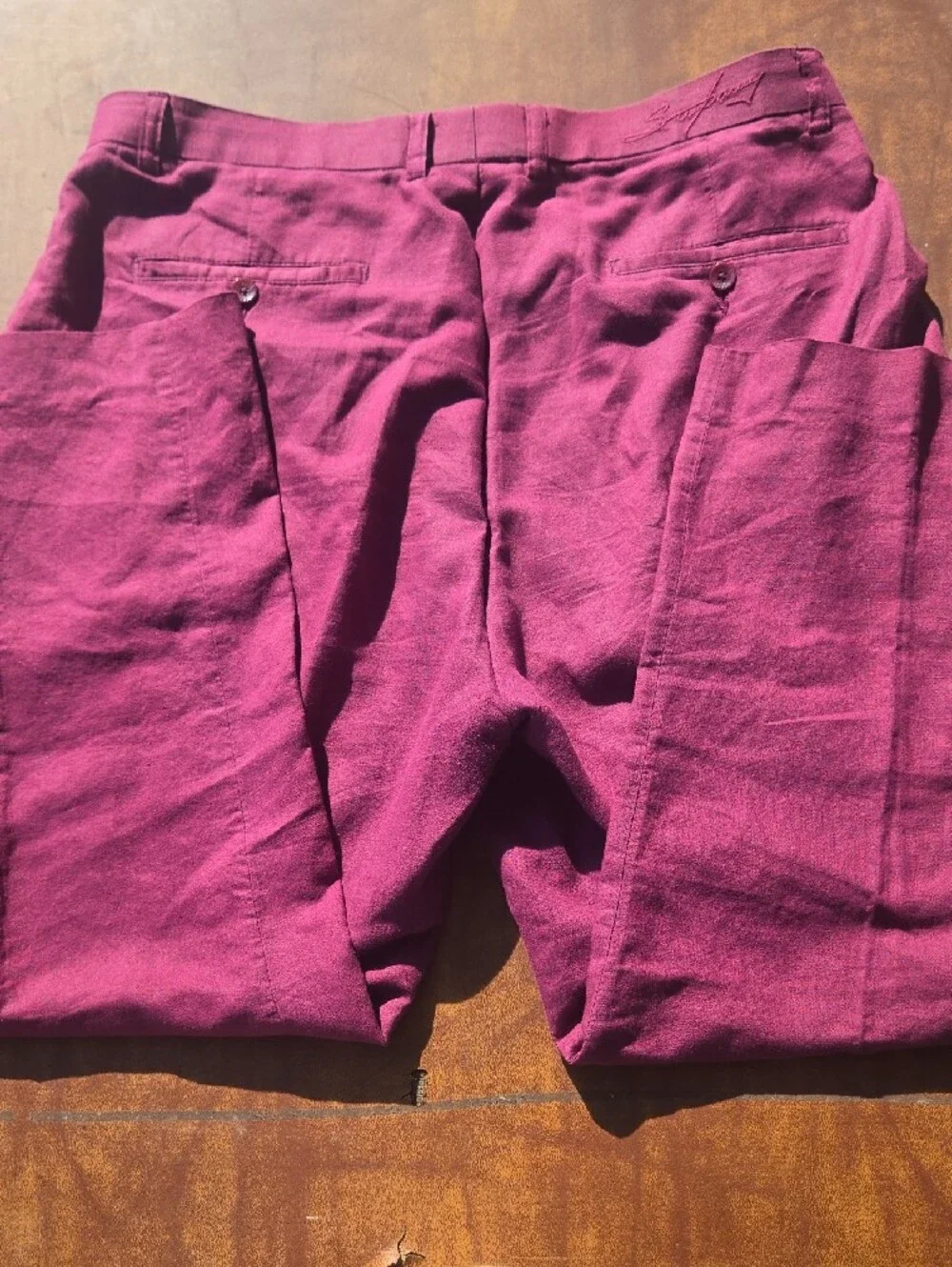 Steve Harveys  Men's Short-Sleeve Button-Up Shirt And Pants Suit- Burgundy